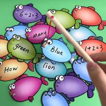 Lachilly Juego magnético de pesca con pizarra blanca borrable - Juego de aprendizaje de vocabulario DIY para homeschool | Juego de práctica de escritura reutilizable | Regalo interactivo de cumpleaños para niños y niñas - Multicolor - Ver 9