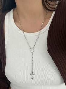 1pc Retro Virgin Mary Cross Pendant Necklace - Our Lady - View 3