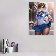 Framed Character Poster With Sailor Outfit, Urban Backdrop, Perfect For Bedroom, Garage, Living Room, Bar, Or Hallway Decor Cool Stuff For Room