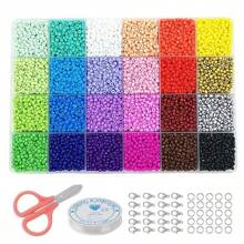 1 Set, 3mm Multi-Color Glass Seed Beads, Vibrant Jewelry Making Supplies For DIY Bracelets, Necklaces, And Beading Crafts