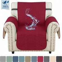 YSTYLE Housse de fauteuil 1/2/3/4 places avec accoudoirs – moderne, matelassée, déperlante, antidérapante, résistante aux griffures (même celles des chats), anti-salissures, lavable, universelle – housse de canapé pour salon et balcon - Rouge foncé - Voir 7