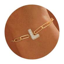 1pc Dainty Zirconia Initial Charm A-Z Letters Bracelet Women Gold Color Bracelet Chain Jewelry Alphabet DIY Gift