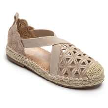 Espadrilles Plates en Dentelle Brodée avec Bride Croisée – Élégance et Confort pour l’Été - 卡其色 - 查看 2
