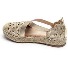 Espadrilles Plates en Dentelle Brodée avec Bride Croisée – Élégance et Confort pour l’Été - 金色 - 查看 6