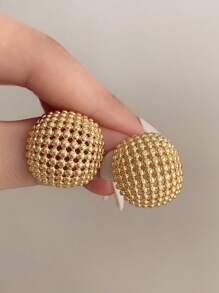 1 对女士金属镂空几何设计耳钉，时尚派对晚会时尚百搭吊坠耳环 - 耳環 - 查看 2