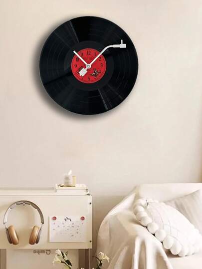 1pc 11.8in Retro Vinyl Record Klok Ornaments Wand Advanced Art Creative Clocks Medieval ation Living Room Bedroom Coffee Shop, The Kitchen Heart Of Home Inspired Cloc. view 5
