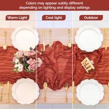 6pcs Rust Brown Cheesecloth Tablecloth, Boho Rustic Sheer Fabric Romantic Table Decor - Suitable For Wedding Party Birthday Bridal Shower Engagement Home Decor