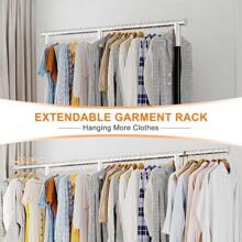 Heavy Duty Clothes Rack Load 405 LBS, Metal Garment Rack, Clothing Racks For Hanging Clothes With Wheels, Rolling Commercial Portable Rack, Gold