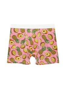 1 Pc Men's Stylish Pineapple Pink Sweatpants With Comfortable Soft Mesh Lining And Long-Leg Boxers