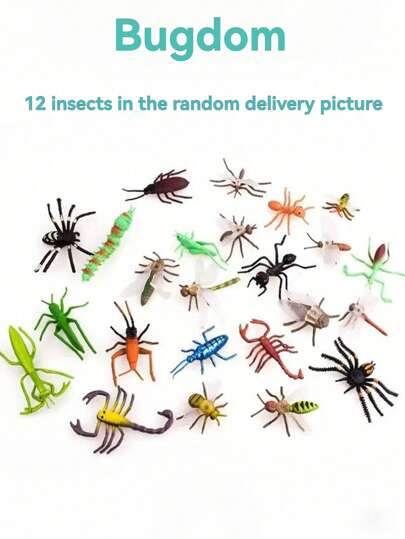 Set de 12 piezas de modelos de insectos realistas de juguete de plástico
