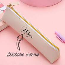 1 Pieza Estuche de lápices de gran capacidad de PU personalizado y personalizado para el almacenamiento de artículos de papelería de estudiantes de primaria y secundaria, creativo multifuncional y sencillo, de vuelta a la escuela - Multicolor - Ver 5