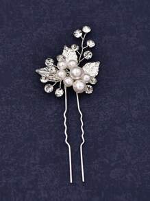 1 Conjunto de Três Pentes Laterais de Folha de Liga Doce e Adorável com Pérola Falsa, Brilhante Strass, Romântico, Acessórios para Cabelo de Noiva, Casamento, Coiffure, Tiara, Festa de Aniversário, Festa de Feriado, Acessórios de Cabelo Delicados de Fada