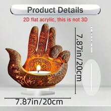 Ornamento acrílico plano 2D con diseño de mano de Buda de estilo bohemio, de 9 pulgadas por 9 pulgadas. Esta decoración de sobremesa con temática es perfecta para el hogar y la oficina