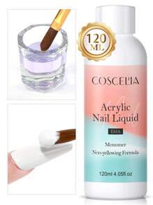coscelia 30/60/120ML Acrylic Nail Liquid Acrylic Liquid Monomer System (1.0/2.0/4.05 Fl.Oz) For Acrylic Powders Quick Drying And Non-Yellowing For Nail Lovers Beginners Acrylic Nails Extension & Carving Salon And DIY Home Use(120ML Acrylic Liquid Will Be Shipped Randomly)