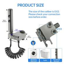 Strong Flushing Toilet Push-Button Spray Gun Faucet Dual-Mode Pressurized Water-Saving Douche Toilet Spill-Proof Partner 304 Stainless Steel Explosion-Proof Hose Bathroom Cabinet Side Mounted Universal Bathroom Tools