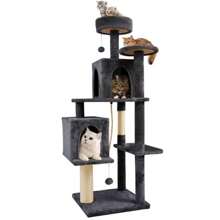 [Spring Glow-Up]61" Cat Tree / Tower For Indoor With Green Leaves, Cat Condo Cozy Plush House With Hang Ball,  Pet Furniture With Scratching Posts Cat  Tree - Green 52 - View 7