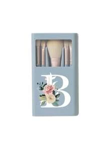 Bộ 5 cọ trang điểm cầm tay có gương, họa tiết hoa trắng và chữ cái A-Z, hộp đựng cọ trang điểm đa năng, cọ trang điểm mini đa dụng gồm bút kẻ mắt, cọ nền, cọ phấn mắt, cọ trộn màu cơ bản, hộp đựng đồ trang điểm bao gồm cọ trang điểm, tiện lợi mang theo, quà tặng lý tưởng cho các bạn gái, đồ dùng cần thiết khi đi du lịch (màu xanh), quà tặng khuyến mãi, cọ trang điểm chuyên nghiệp, bộ trang điểm hoàn chỉnh. - Màu xanh lam - Xem 26
