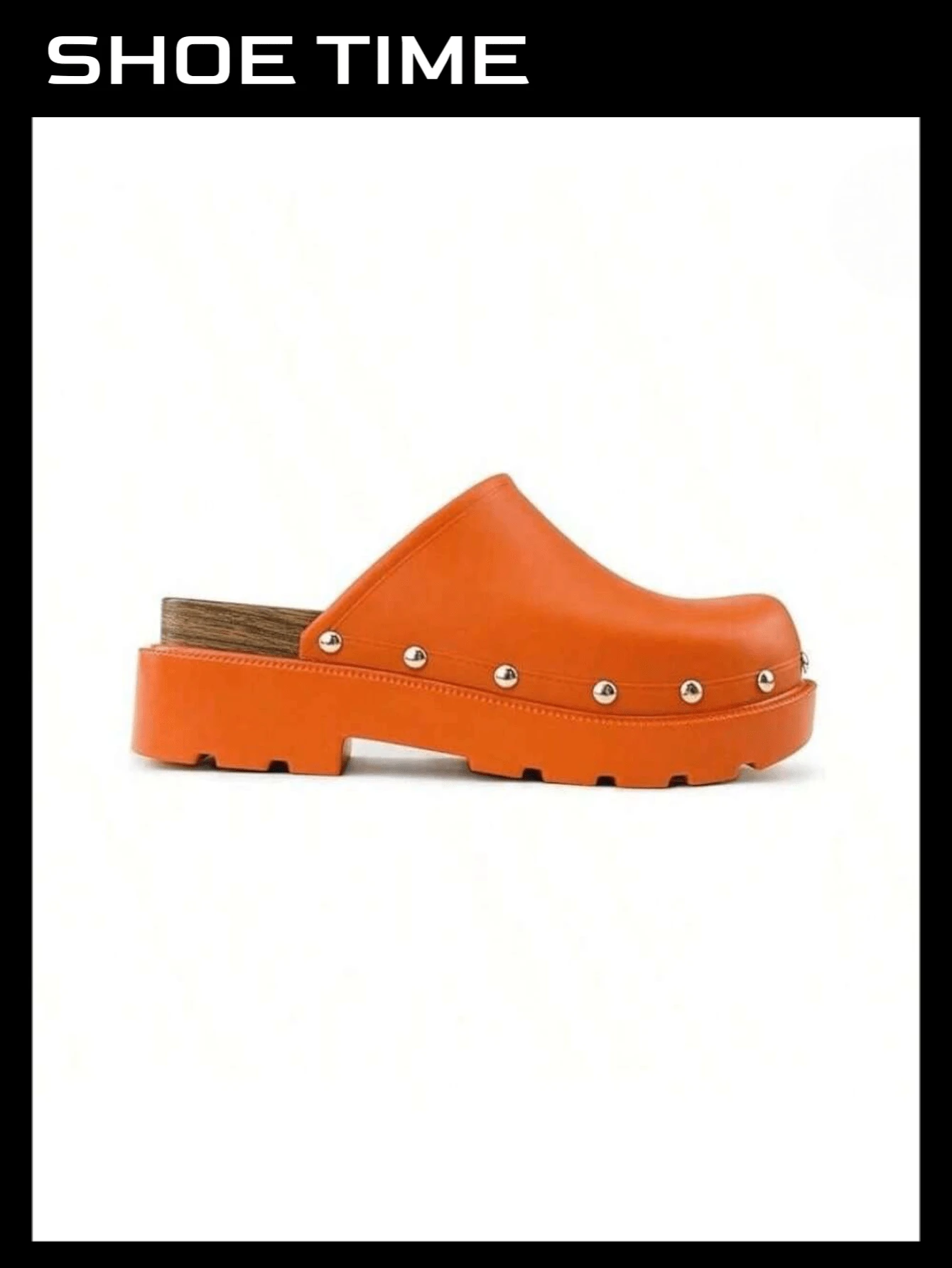 Mule Clog Slip On Platform Closed Toe Sandals - Orange - View 1