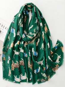 1pc Cute & Funny Dog Wearing Sunglasses Design Lightweight Versatile Fashion Scarf, Suitable For Spring/Summer Travel, Beach, Selfie, Women - Multicolor - View 10