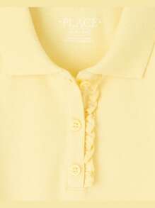 The Children's PLACE Girls Uniform Ruffle Pique Polo School Uniform Basic Ruffle Solid Colors - MẶT TRỜI NHẠT - Xem 3