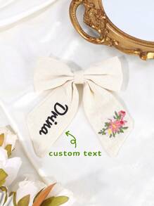 1 pieza Pinza de pelo con lazo bordado personalizado para niñas, lazos de pelo bordados con nombre personalizado, pinza de pelo con lazo de flor bordado, adecuado para decoración diaria del cabello, regalo para niñas, multifuncional, ornamental, grabado, letra, elegante, lindo, colorido, kawaii, adorable, casual, único, personalizado, regalos para bebés, lindos, familia, amigos, hija, hijo, ella, para el Día del Niño, vacaciones de primavera