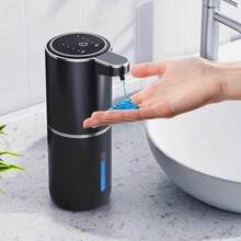 自动酒精分配器、自动皂液器、跨境非接触式泡沫/液体皂液器、壁挂式电动感应皂液器、USB充电、380毫升容量、全黑瓶身、泡沫/液体输出、自动皂液器、皂液器、自动皂液器、泡沫皂液器、洗手液分配器、液体分配器、洗手液 - P11黑色系列 - 查看 3
