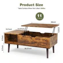 Coffee Table, Lift Top For Living Room, Rising Tabletop Wood Dining Center Tables With Storage Shelf And Hidden Compartment
