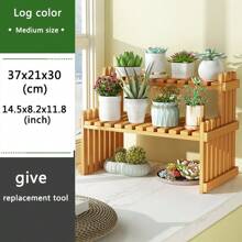 Wooden Flower Display Rack 2-Storey Wooden Plant Rack Flower Pot Rack Display Rack, Mobile Flower Shop Bouquet Rack, Used For Outdoor Flower Pop-Up Activities In Flower Shops And Courtyard Gardens. - Multicolor - View 11