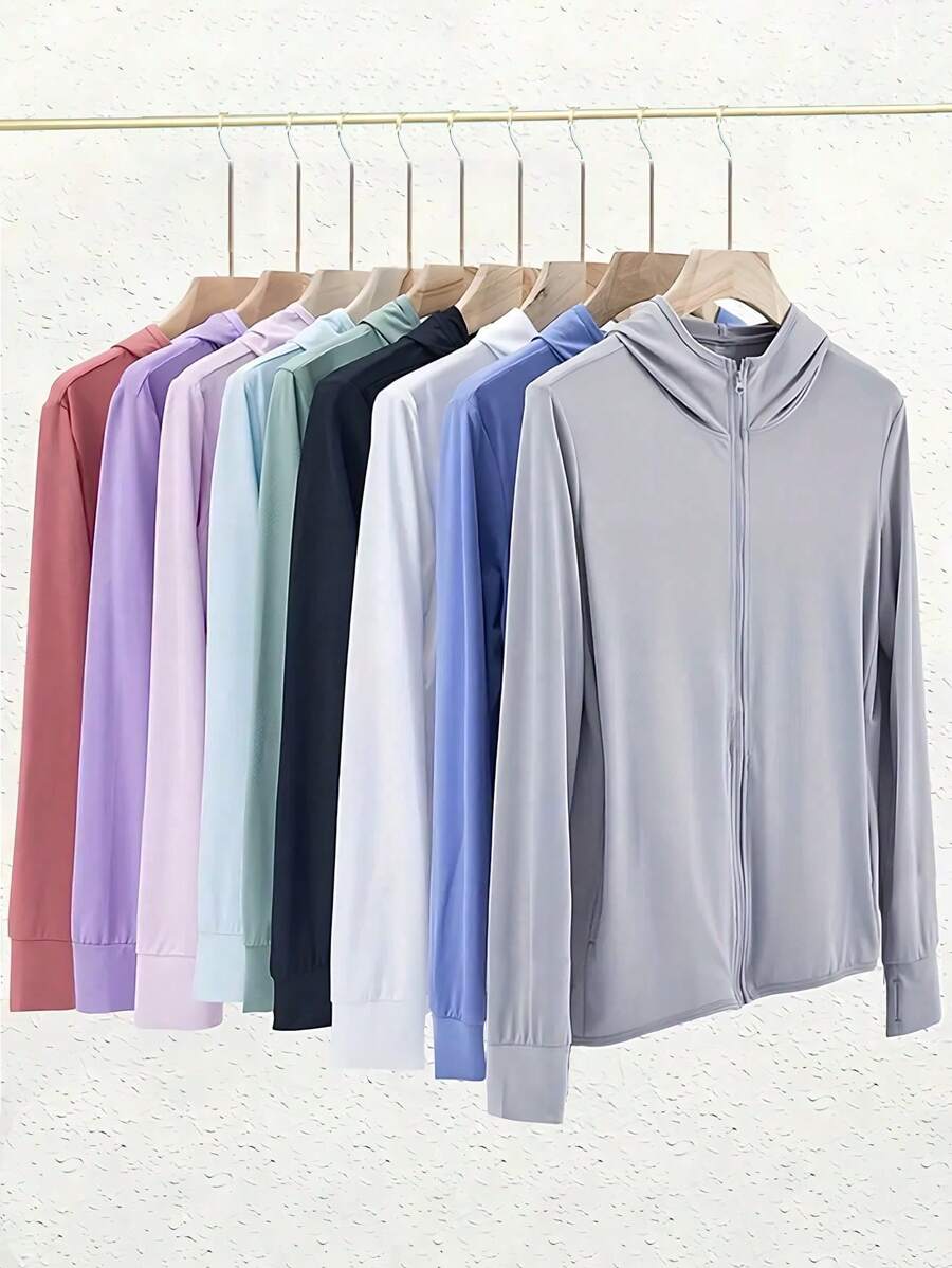 Ice Silk Hooded New Sun Protection Clothes Women Spring And Summer Thin Breathable Casual Jacket Jacket Foreign Trade Explosion - Multicolor - View 1