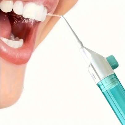 1 件便携式手动口腔冲洗器、牙线和牙签、紧凑型漱口水清洁器，非常适合牙齿卫生和口腔护理，无线，适合家庭和旅行