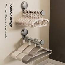 Adjustable Suction Cup Hanger, Mountable Storage Hook For Home & Balcony, Telescopic Design With Knob, Multi-Function Hanging Rack, Wall-Mounted Clothes Hanger, Drying Rack Suction Cup Hanger Storage Solution, Portable Retractable Clothes Rack, Suitable For Home, Travel