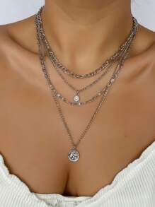 波西米亚风金色多层项链，女士多层水晶吊坠项链套装，珠宝礼品 - 多層項鍊 - 查看 3