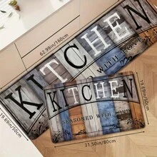 1pc/2pcs Classic Dark-Colored Wood Grain Pattern Kitchen Floor Mat, High Rebound Memory Foam, Water Absorbent, Anti-Slip, Suitable For Kitchen, Bathroom, Hallway, Entryway, Dining Room And Other Home Decor