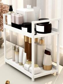 Two Tier Desktop Organizer For Bathroom Cosmetics, Vanity, And Multi-Functional Kitchen Plastic Storage