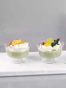 4/8pcs Ice Cream Cup, Summer Drink Cup, Ice Cream Cup, Cake Dessert Cup, Suitable For Summer Baking Birthday Party Wedding Dessert Table Cold Drink Cup Coffee Cup Dessert Cup Mousse Dessert Cup Plastic Dessert Cup Reusable - Transparent - View 2