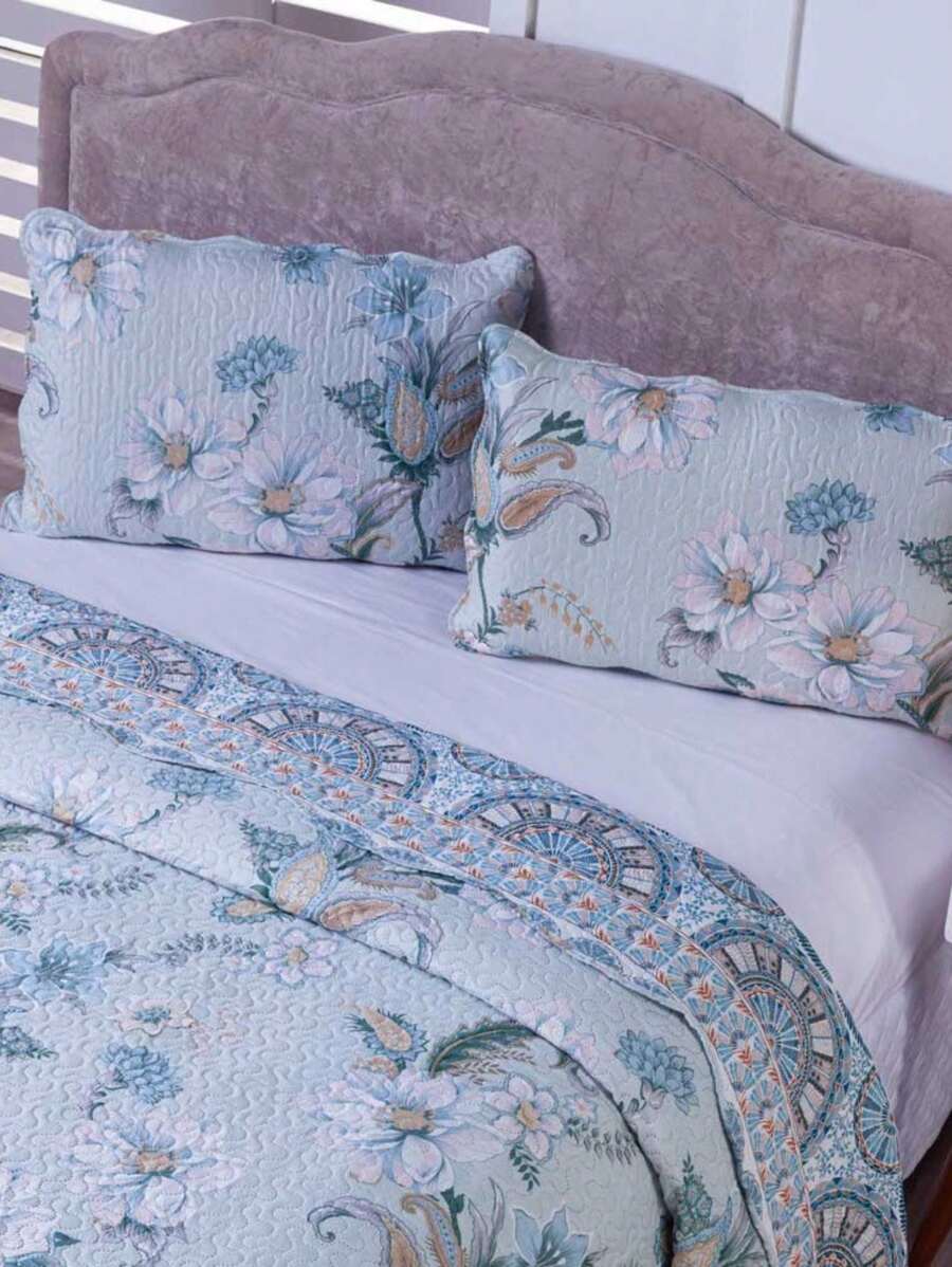 Double-Sided 3-Piece Single/Double/Queen/King Printed Bedspread Boutis - 07 - 查看 1