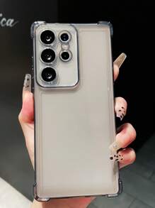 Transparent Black Four-Corner Shock-Proof Phone Case Compatible With Samsung Galaxy S25 Ultra, Also Fits Redmi Waterproof Anti-Fall Scratch Resistant - Black - View 5