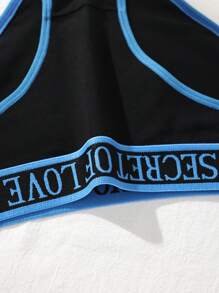 6 件套撞色字母印花松紧腰带女士内裤，柔软透气三角内裤 - 彩色 - 查看 10