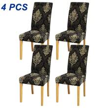 1/4/6 件花卉印花氨纶餐椅套，几何风格可拉伸可拆卸可洗牛奶丝椅套，适用于客厅、餐厅、厨房 - 彩色 - 查看 11