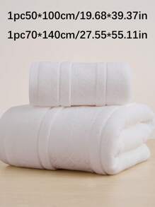 QIBHI 1条纯色100%纯棉缎面毛巾/面巾/浴巾，吸水性强，柔软舒适，适合用作客用毛巾、浴室装饰、欧式风格毛巾、秋季装饰毛巾、返校季毛巾、美容院/家庭浴室/淋浴毛巾、酒店/运动用品、家居必备毛巾、护肤品 - 白色 - 查看 6