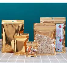 100pcs Resealable Gift Bags For Jewelry Storage, Mini Zipper Colorful Foil Pouches, Polymer Film Sample Bags, Suitable For Party, Food, Candy Storage, Back To School, Valentine's Day And Other Occasions - Gold - View 8