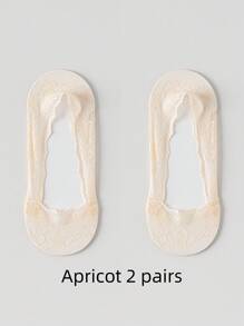 2/4/7 Pairs Women's Ultra-Thin Mesh Breathable Invisible Lace Silicone Non-Slip Boat Socks, Soft & Sweat-Absorbent - Multicolor - View 19