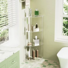 Acrylic Triangle Side Table, Multifunctional Bathroom Storage Rack (Easy To Assemble), 3-Tier Corner Rack Shelf, Suitable For Living Room, Bedroom, Corner Display Rack Storage Shelf - Multicolor - View 2