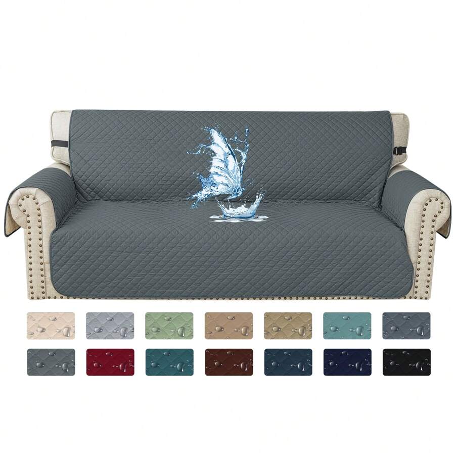 Ystyle Housse de canapé imperméable 1/2/3/4 places, housse de fauteuil pour animal de compagnie, chat, chien, protection de canapé antidérapante, housse de canapé universelle lavable, housses de canapé avec accoudoirs - Gris foncé - Voir 1