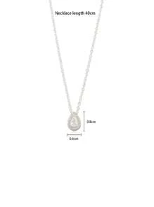 1pc Women's 925 Silver Water-Drop Pendant Necklace, Delicate & Versatile For Daily Wear, Casual, Vacation, Work