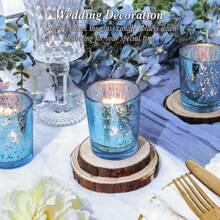 [4/6/12 Pcs Set] Wish Tea Candle Cups | Gold, Silver, Blue Straight Candle Holders | Lead-Free Thicker Glass | Festival/Wedding/Birthday/Christmas Decor | Ins Style Home Atmosphere Lights