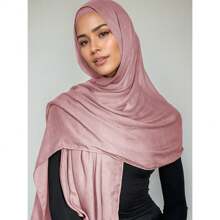 1pc Plus Size Breathable Soft Solid Color Detailed Stitching Modal Hijab For Dress - Multicolor - View 14