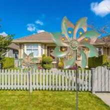 1 Piece Elegant Metal Flower Power Wind Spinner - Durable Outdoor Wind Sculpture With Safety Garden Stakes, Patio And Deck Decor Easy To Install, Large Wind Spinner