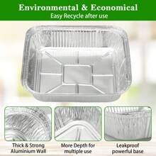 30 bandejas de aluminio en caja, bandeja de aluminio para parrilla de 1200 ml, bandeja de aluminio desechable para hornear, cocinar y horno (20,5 * 20,5 * 4,5 cm)