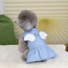 Spring/Summer New Lace Dress, 25 Leash Dress, Pet Dress, Cat Princess Dress, Doll Dress, New Striped Casual Dress, Dog Clothes, Teddy Clothes, Fashion Princess Dress, Printed Princess Dress With Leash, Small Animal Casual Dress, Popular In Europe And America - Royal Blue - View 9